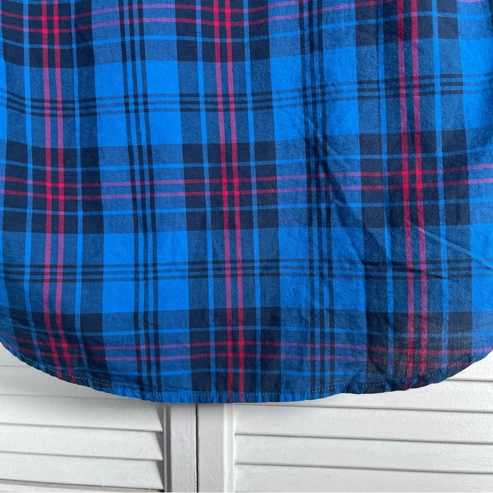 The Children’s Place Boys Plaid Poplin Button-Down Shirt – Blue (XXL / 16)